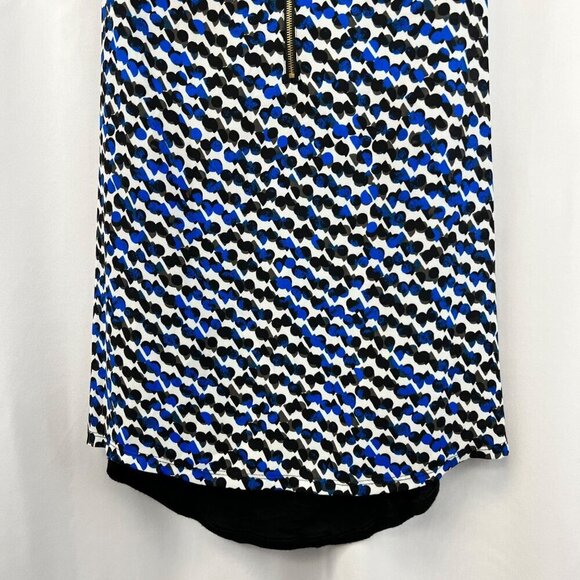 Express Womens 1/4 Zip Sleeve Top Blue/Multi Print Size Small Hi Low - Picture 5 of 8